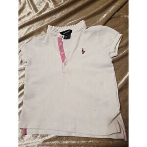 Ralph Lauren Girls Short Sleeve White Oxford Ruffled Shirt Sz 3t School Cotton